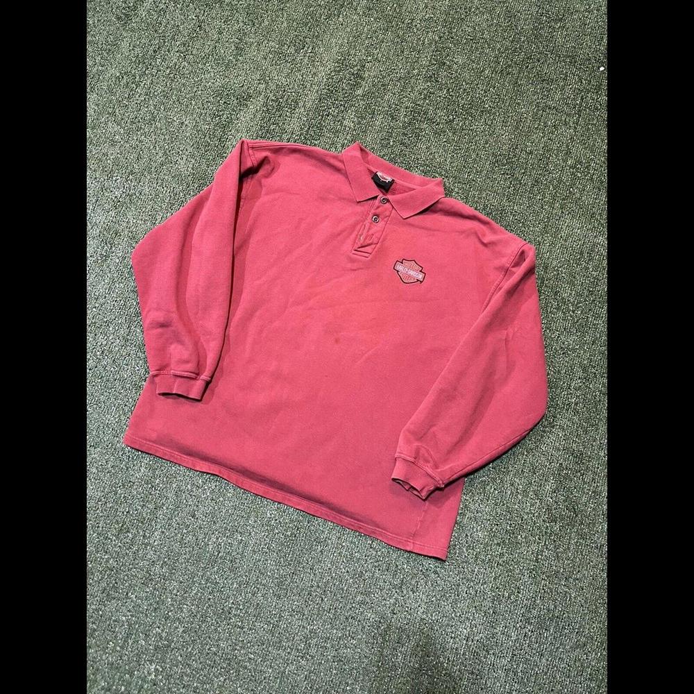 VINTAGE Harley Davidson Sweatshirt Mens Large Red Burgundy Crewneck Fleece Lee